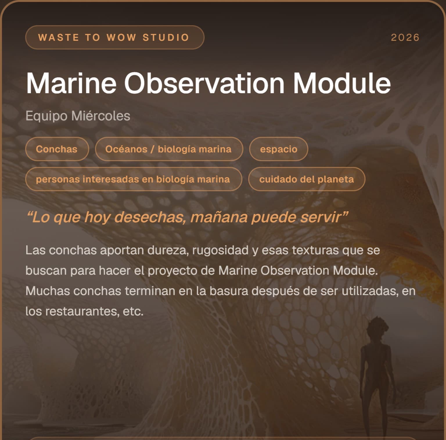 Concept Board Marine Observation Module preparado antes de la inmersión en LCI Barcelona.